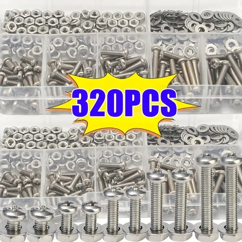 320PCS Hex Nuts & Bolts Set M2 - Furniture Hardware Bolts review and price