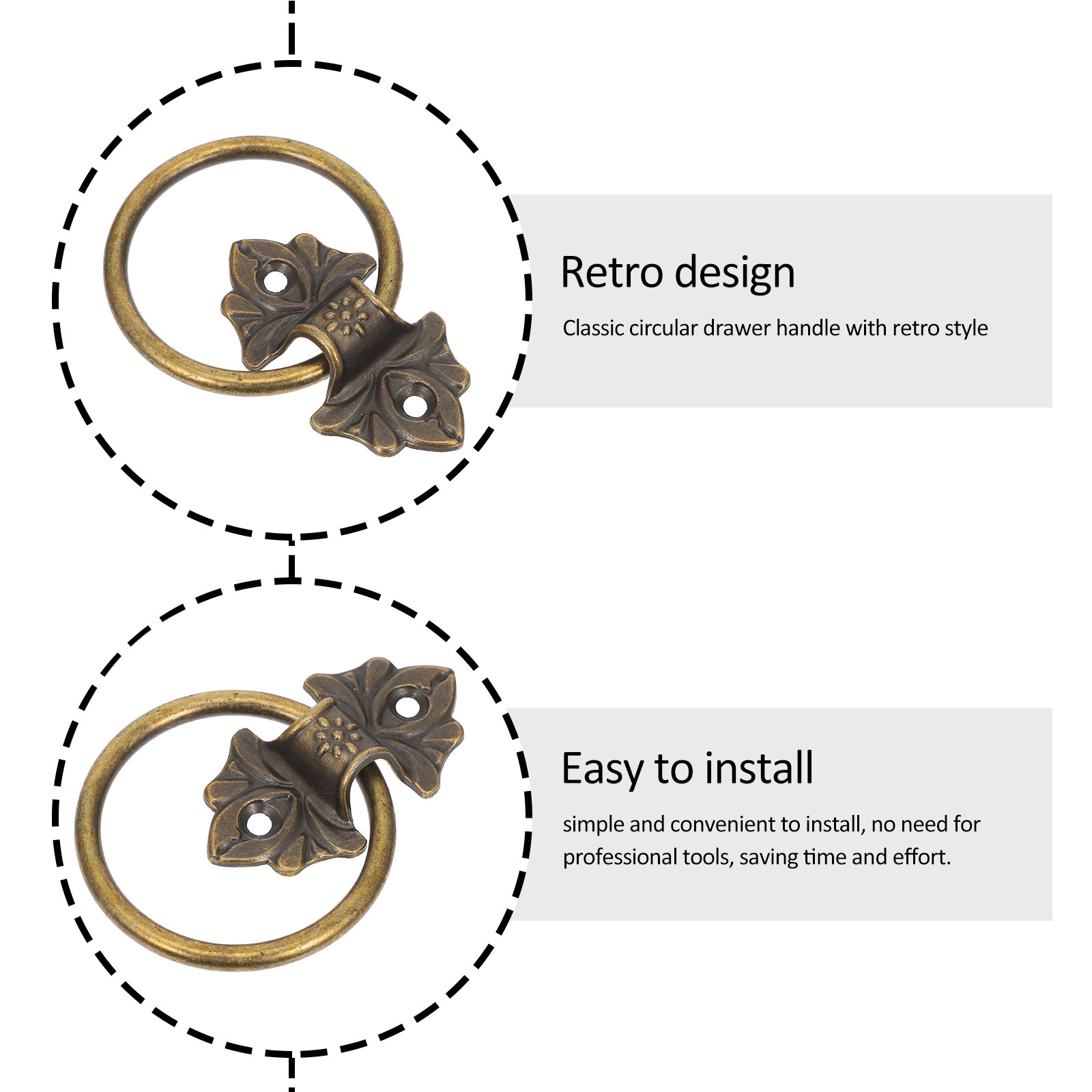 2Pcs Vintage Circle Ring Drawe - Vintage Furniture Hardware Replacement review and price