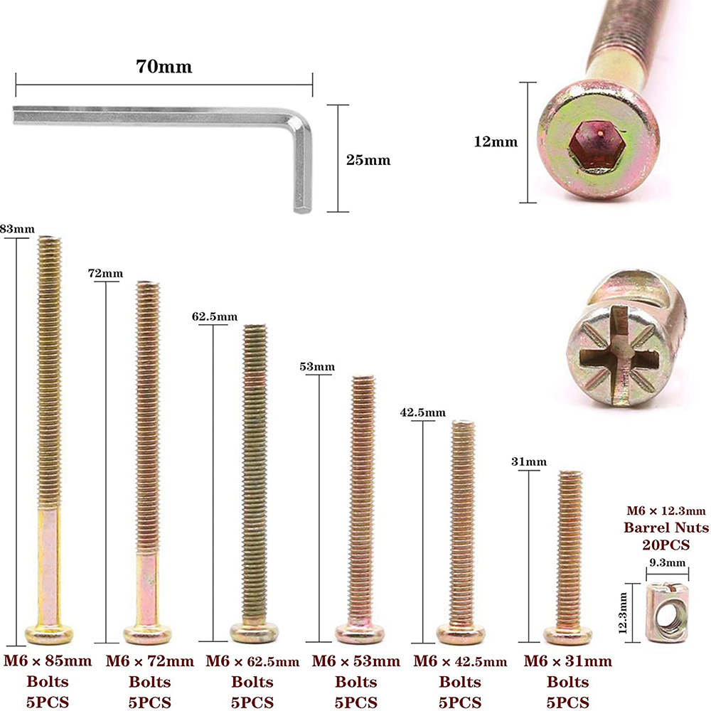 30-Set Baby Crib Screws Hardwa - Furniture Hardware Barrel Nut review and price