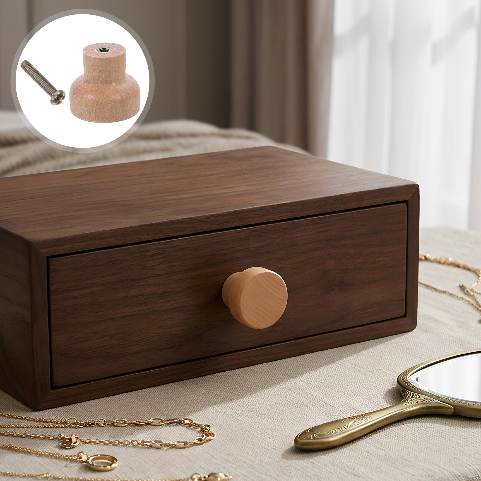 30Pcs Solid Beech Wood Small R - Cabinet Knob Round review and price