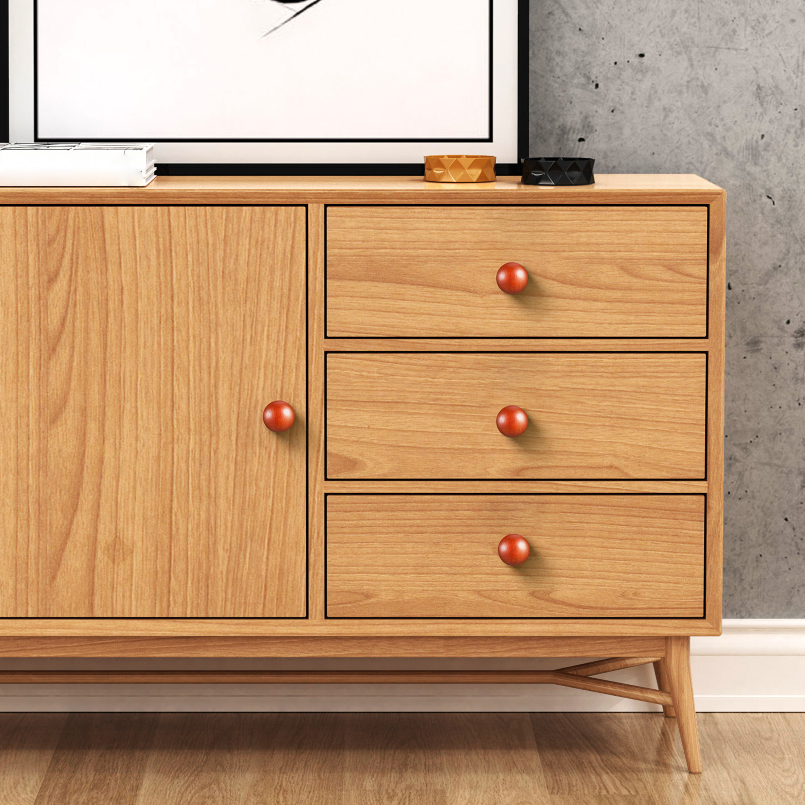 20Pcs Real Wood Knobs Wooden C - Cabinet Knob Round review and price