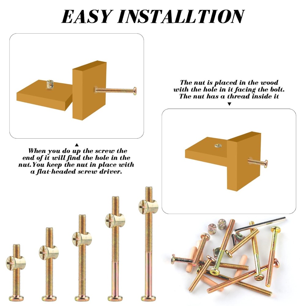 M6x40/50/60/70/80mm Crib Screw - Furniture Hardware Barrel Nut review and price