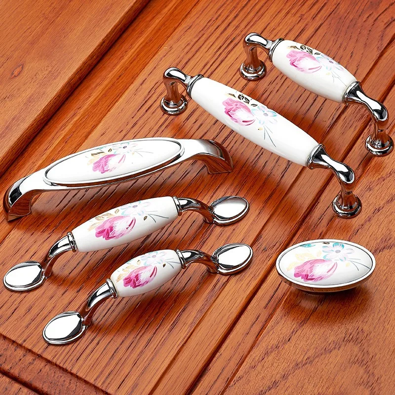 Tulip Ceramic Door Handle Silv - Vintage Furniture Hardware Pulls review and price