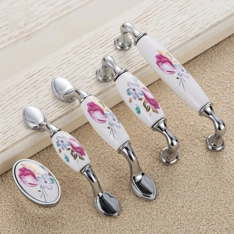 Tulip Ceramic Door Handle Silv - Vintage Furniture Hardware Pulls review and price